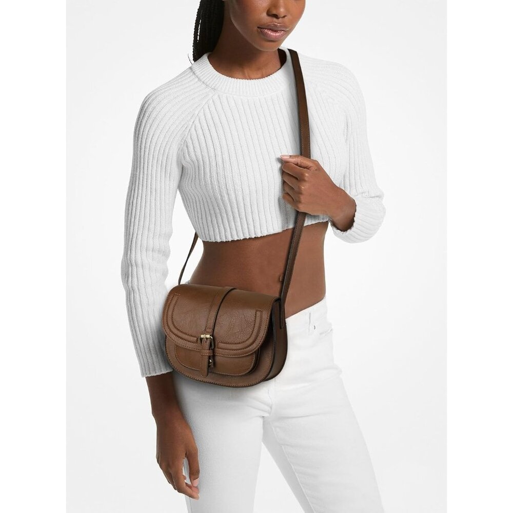 〽️Women Dark Brown Leather Small Saddle Purse and Boho Cross Body Handbags - Picture 3 of 6
